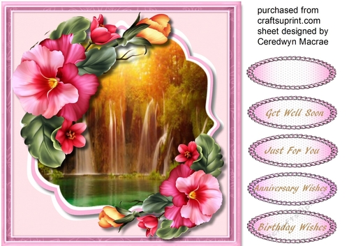 Pansys and Waterfall