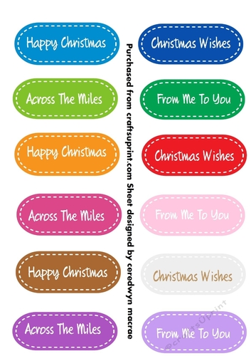 Pill Shaped Mixed Christmas Greeting tags 