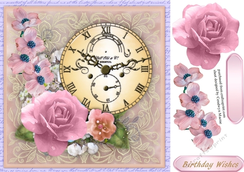 Pink Vintage Clock of Time  2