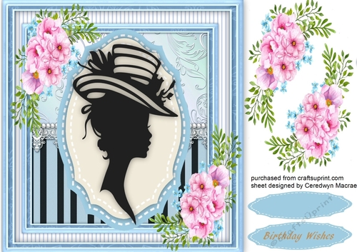 Beautiful Silhouette lady and Roses 1, 