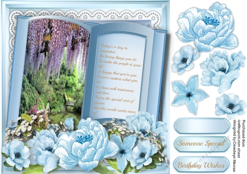 Beautiful Blue Birthday Book with Verse