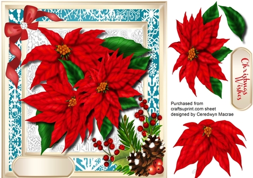 Christmas Poinsettias and snowflakes ,