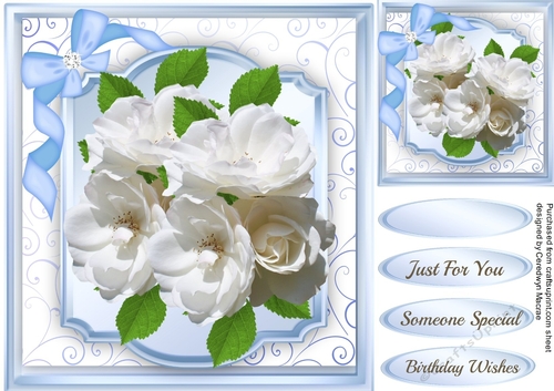 Beautiful White roses on a Ornate Mat 