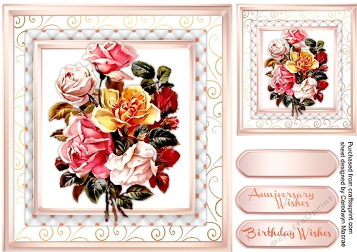 Brautiful Mixed roses on a Lattace mat  2