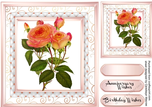 Beautiful Apricot Roses on a Lattace mat  4