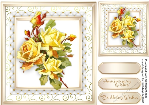 Beautiful Yellow roses on lattace mat  5