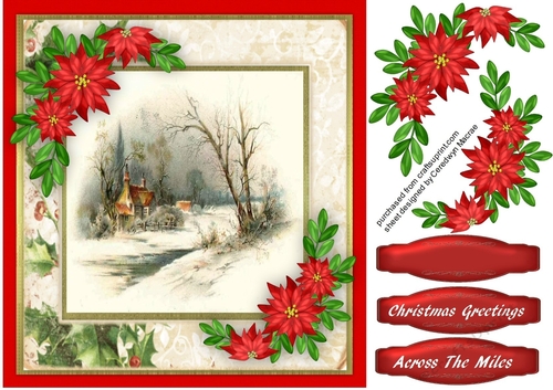 Beautiful Christmas Scene and Poinsettias