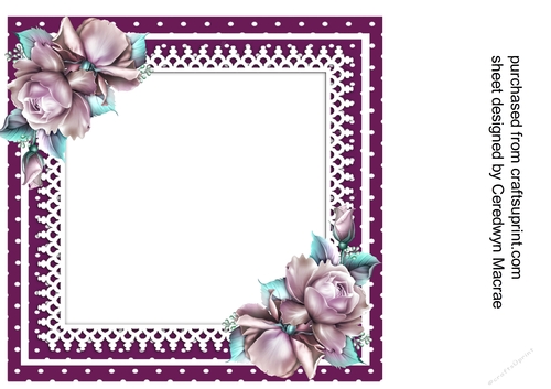 Incert Blank  with lilac roses 