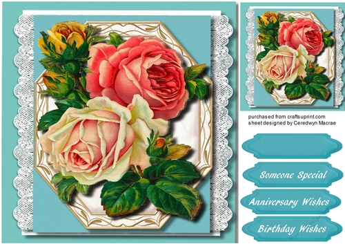 Beautiful vintage Roses on lace 