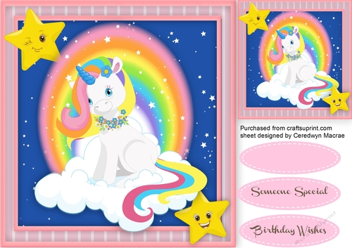 Beautiful Pink Rainbow Unicorn 