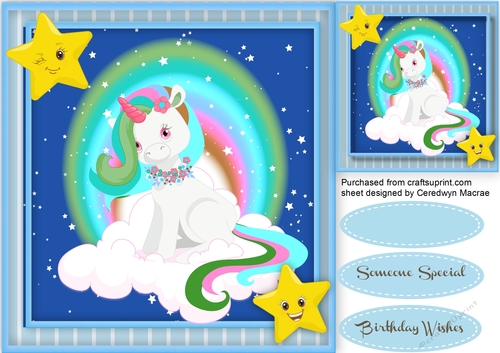 Beautiful Blue Rainbow Unicorn 