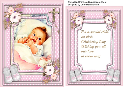 Beautiful Christening Card , Pink 