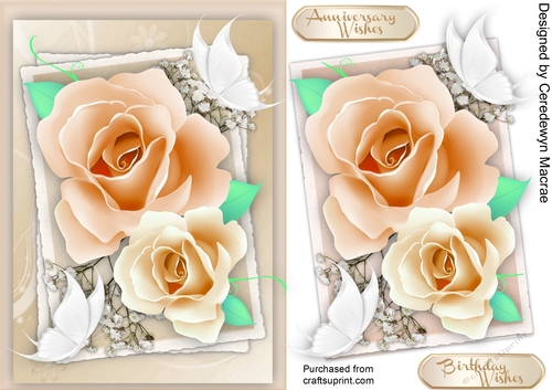 Beautiful Golden roses and White Butterflys 