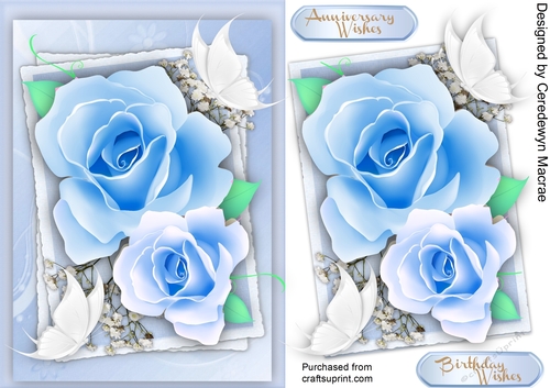 Beautiful Blue roses and white Butterflys 