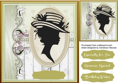 Beautiful Silhouette Lady in oval Frame 3 