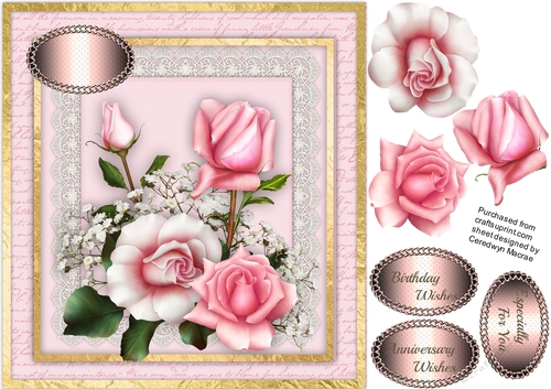 Beautiful Blush roses on Vintage Lace  