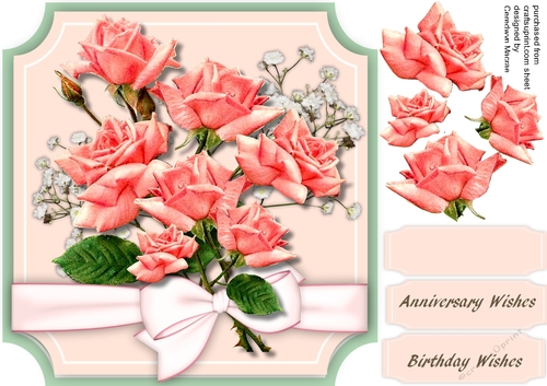 Beautiful Pink roses on Cut-out- May 