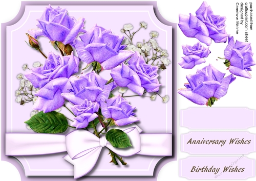 Beautiful Lilac roses on Ccut-out-mat