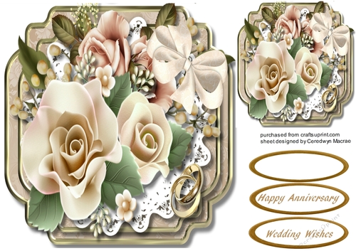 Lovely Shaped Wedding or Anniversary Card 