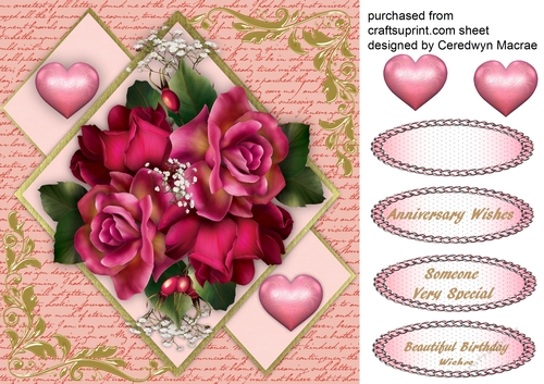 Beautiful Vibrant Roses on Diamond Mat 