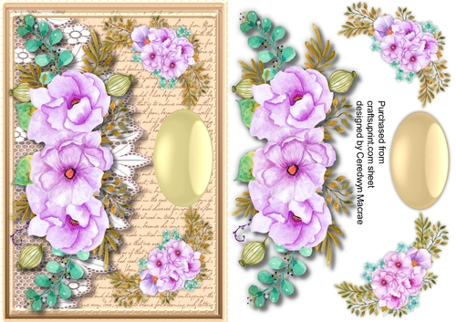 Beautiful Lilac Roses on Vintage Lace 