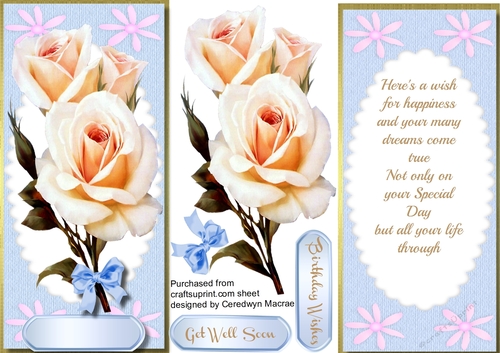 Lovely D,L With verse and Cream Roses 