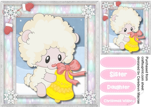Cute Lamb and Christmas Bell 