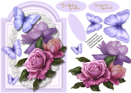 Beautiful Lilac roses and Butterflys 