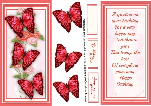 D.L Beautiful Red Butterflys and flowers 