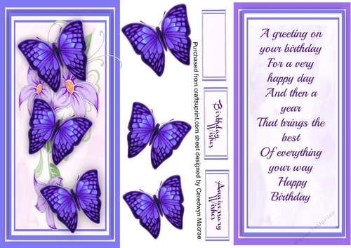 D.L Beautiful Lilac Butterflys and Flowers 