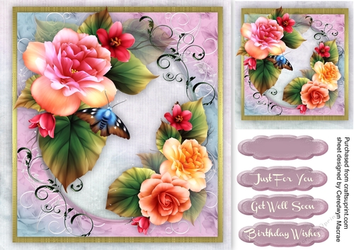 Beautiful Roses on a Scroll Mat 