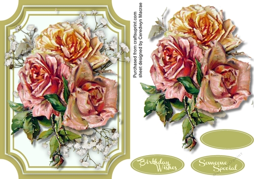 Vintage Roses on Babys Breath 