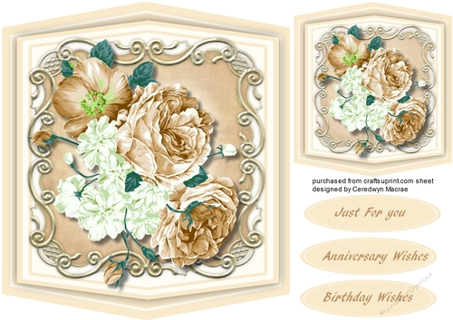 Beautiful Coffee and Cream roses on a Ornate Mat 