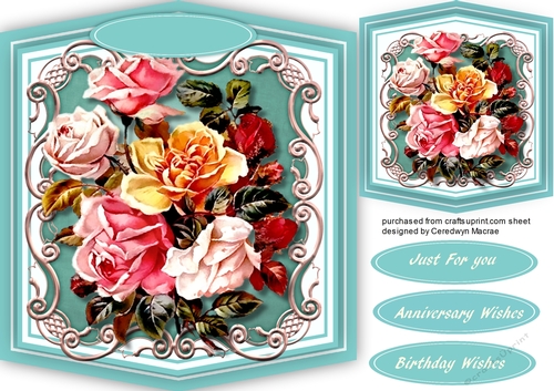 Beautiful Mixed roses on Aqua Mat