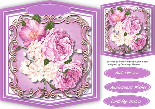 Beautiful lilac roses on a Ornate Mat 
