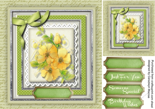 Beautiful Yellow roses on Green polkadot  mat 