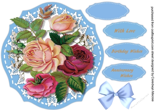 Beautiful Mixed roses on Star lace 