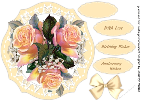 Beautiful Peach roses on Star lace 