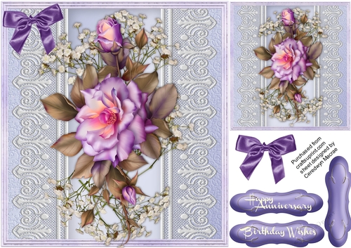 Beautiful lilac roses on lace abnd Babys Breath
