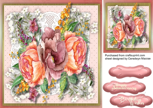 Beatiful Apricot roses on lace 