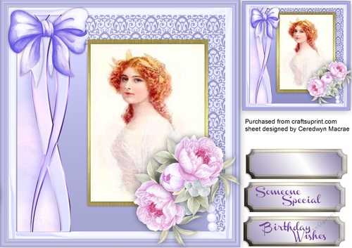 Stunning lilac roses and Vintage Ladfy 