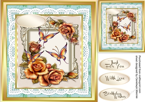 Beautiful Golden Roses and Butterflys 