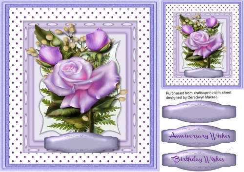 Beautiful Lilac roses on polkadot mat 