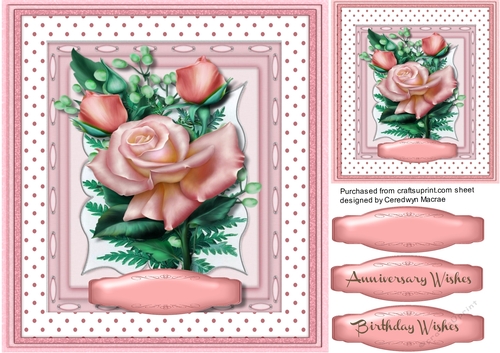 Beautiful Pink roses on a  Polkadot  Mat 