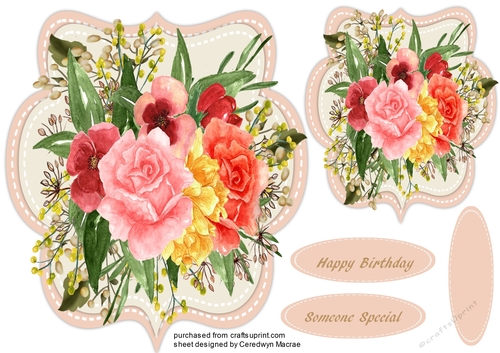Beautiful Pink roses on a Shaped Mat 2,