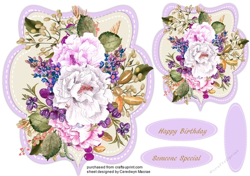 Beautiful Lilac roses on a Shaped Mat 3