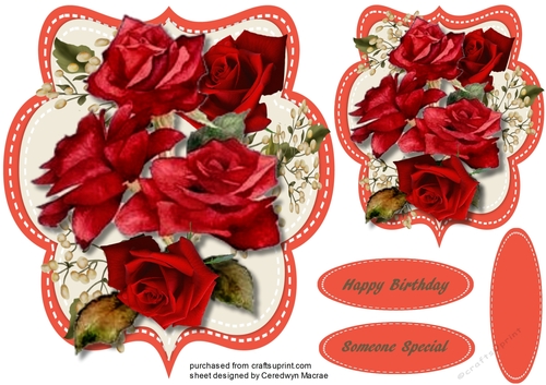 Beautiful Red Roses on a Shaped Mat 4,