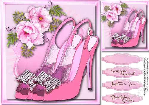 Stunning Shoes with Diamond Bow and pink roses 