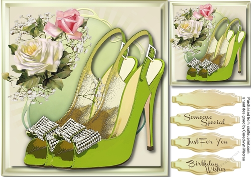 Stunning Shoes with Diamond Bow and Cream Roses 
