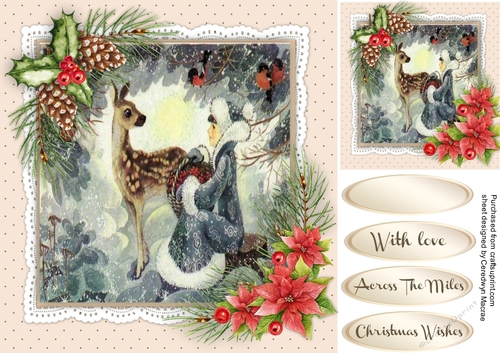 Vintage Girl and Christmas Deer